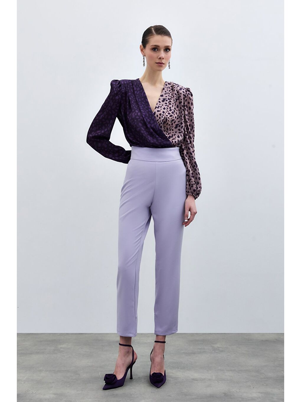 Korsaj Detaylı Pantolon - Lila-2