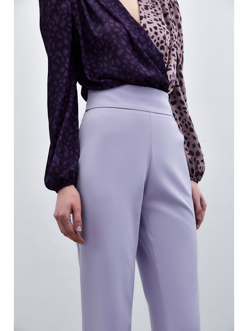 Korsaj Detaylı Pantolon - Lila-4