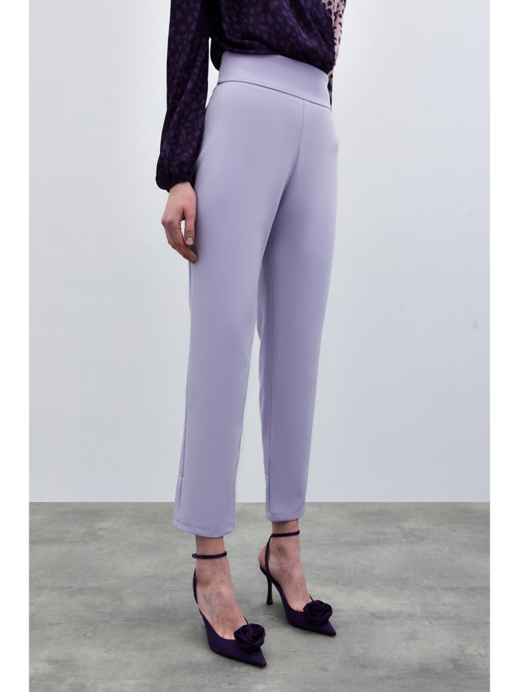 Korsaj Detaylı Pantolon - Lila-5