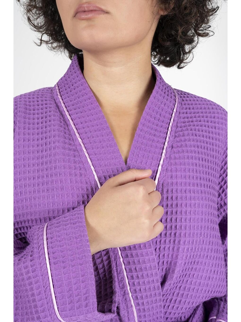 Lila Kaos Serisi Kimono Yaka Pike Bornoz Sabahlık-3