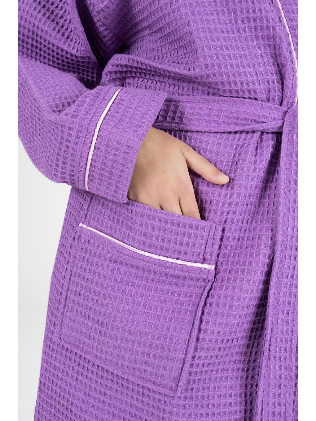 Lila Kaos Serisi Kimono Yaka Pike Bornoz Sabahlık-2