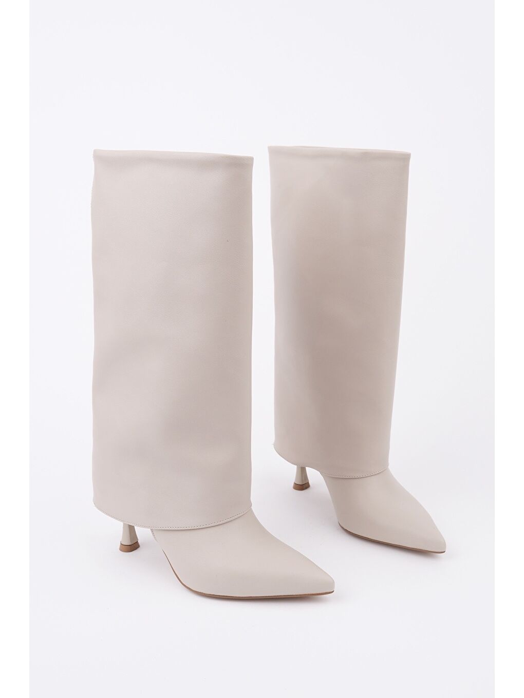 Bej MİLENA Sivri Burun İnce Topuklu Kadın Çizme