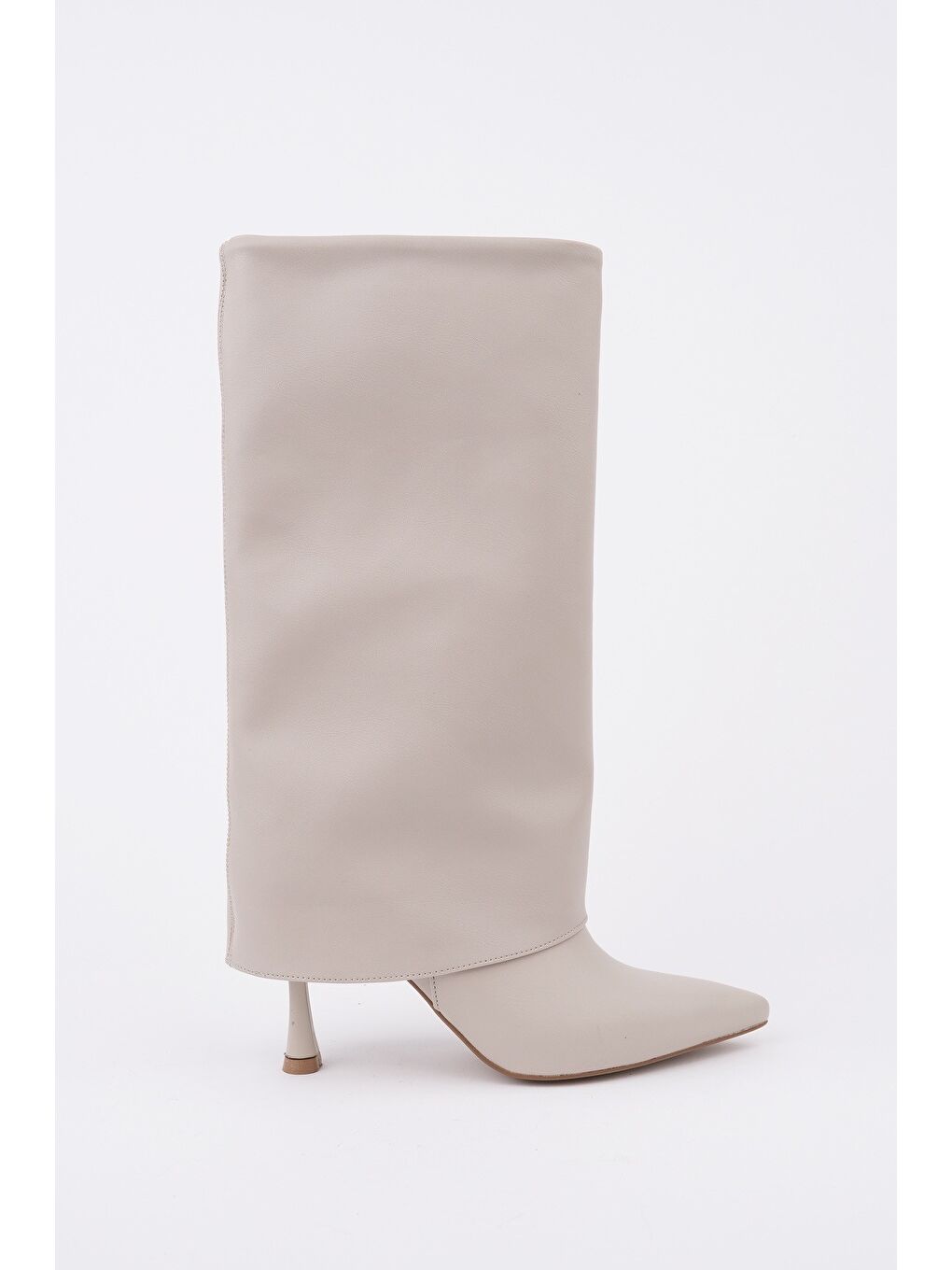 Bej MİLENA Sivri Burun İnce Topuklu Kadın Çizme-1