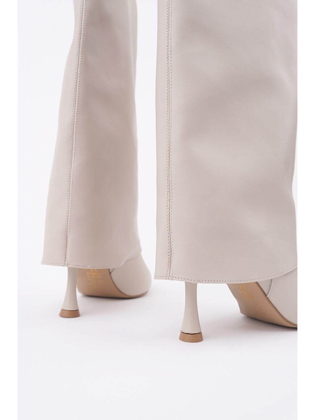 Bej MİLENA Sivri Burun İnce Topuklu Kadın Çizme-2