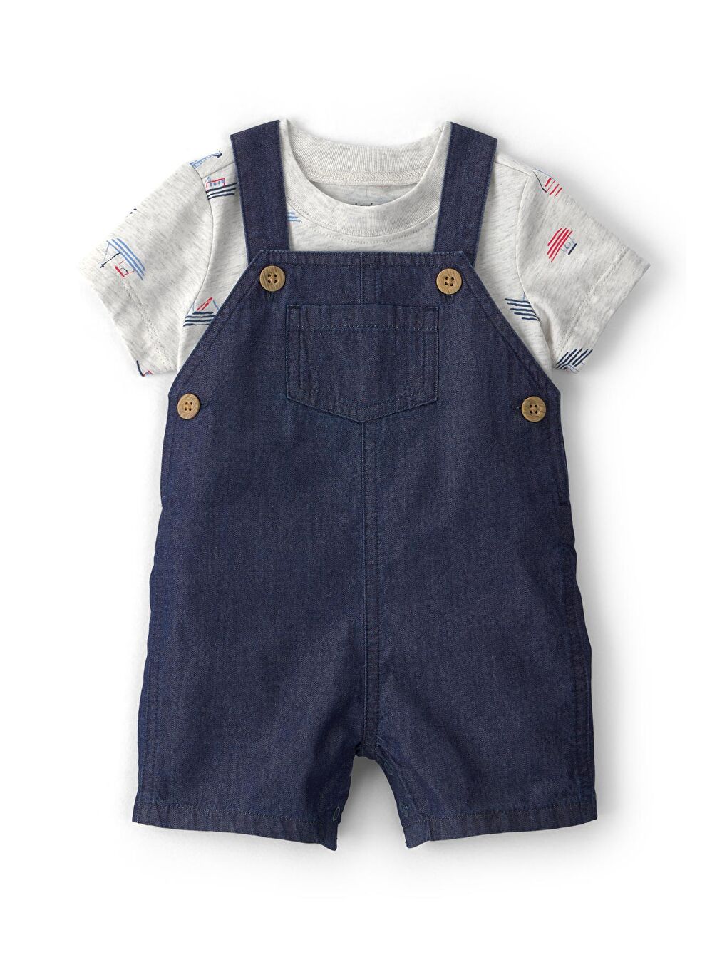 Erkek Bebek Salopet Set 3 Ay-24 Ay Mavi