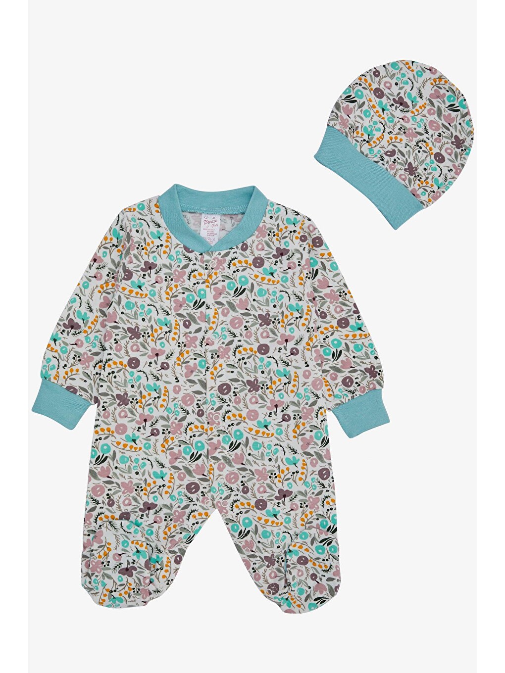 Kız Bebek Patikli Tulum Çiçek Desenli Karışık Renk (0-6 Ay)