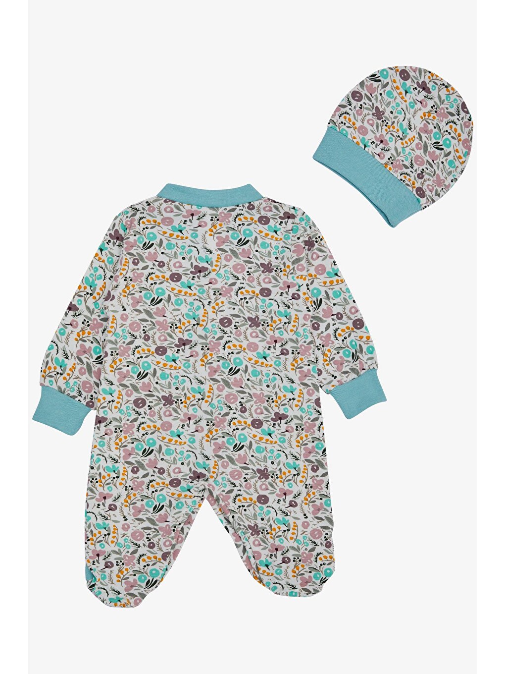 Kız Bebek Patikli Tulum Çiçek Desenli Karışık Renk (0-6 Ay)-1