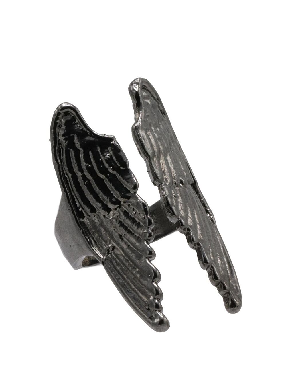Kadın Antrasit Lak Kaplama Ayarlanabilir Melek Kanadı Yüzük-1