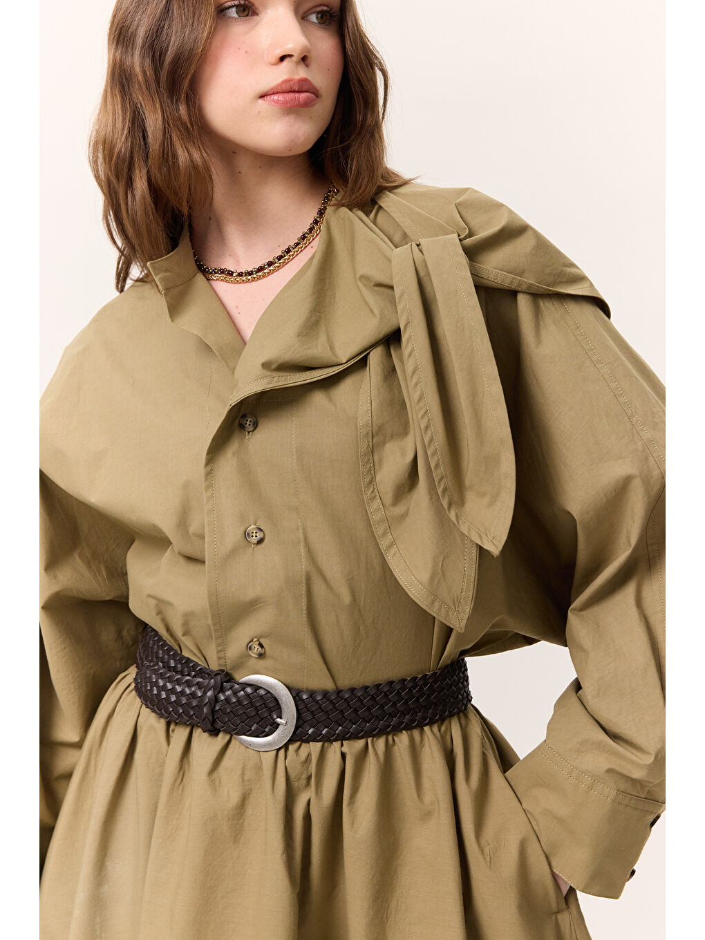 Örgü Deri Tokalı Kemer Kahverengi-2