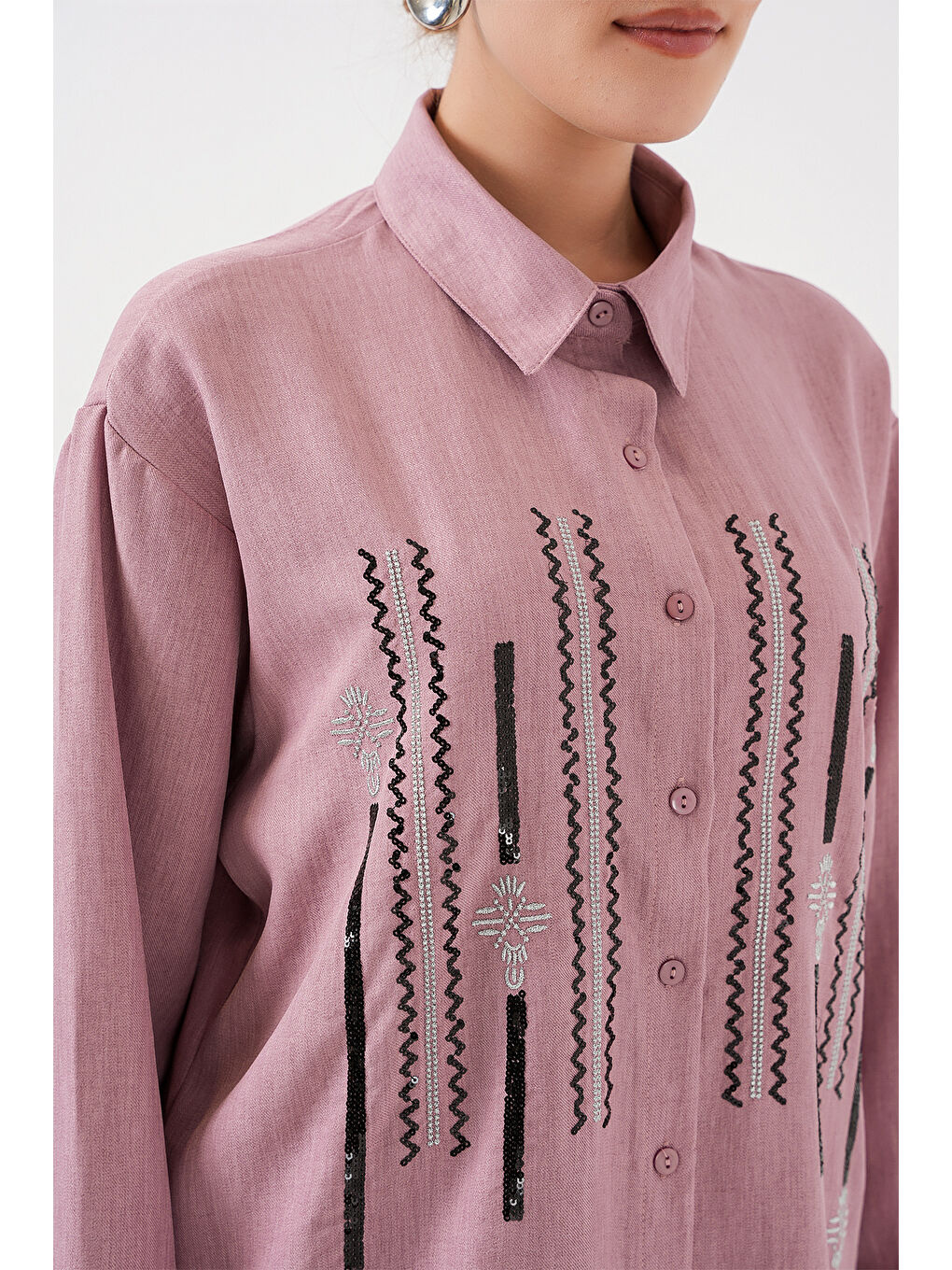 Pembe Desenli Tunik Pantolon İkili Takım 6720 - Gül Kurusu-4