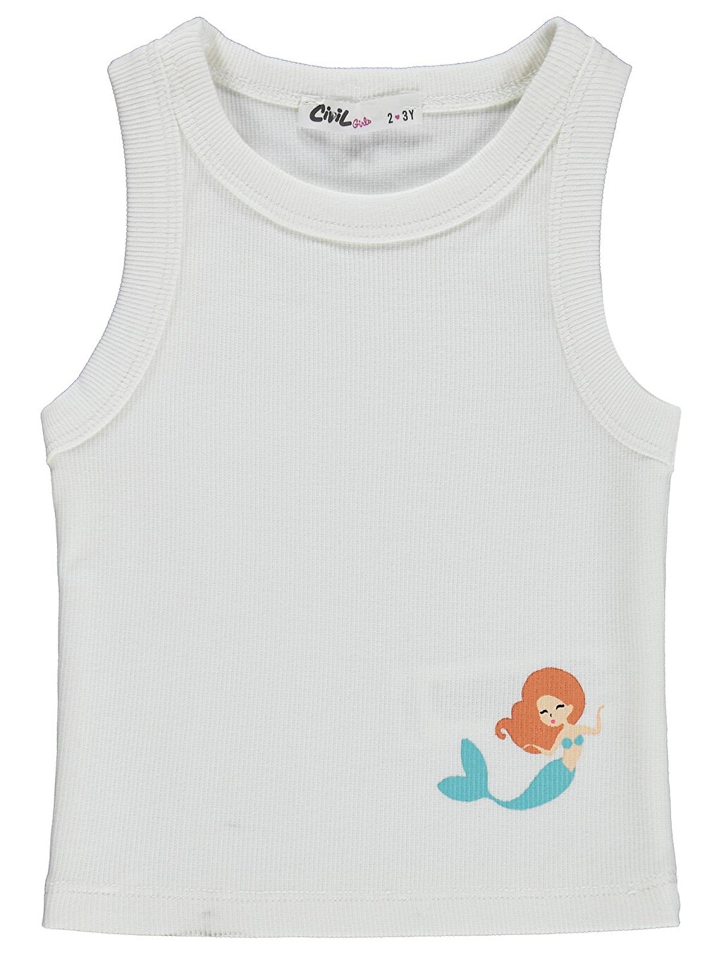 Girls Denizkızı Baskılı Crop Atlet 2-5 Yaş Tişört - Kırık Beyaz