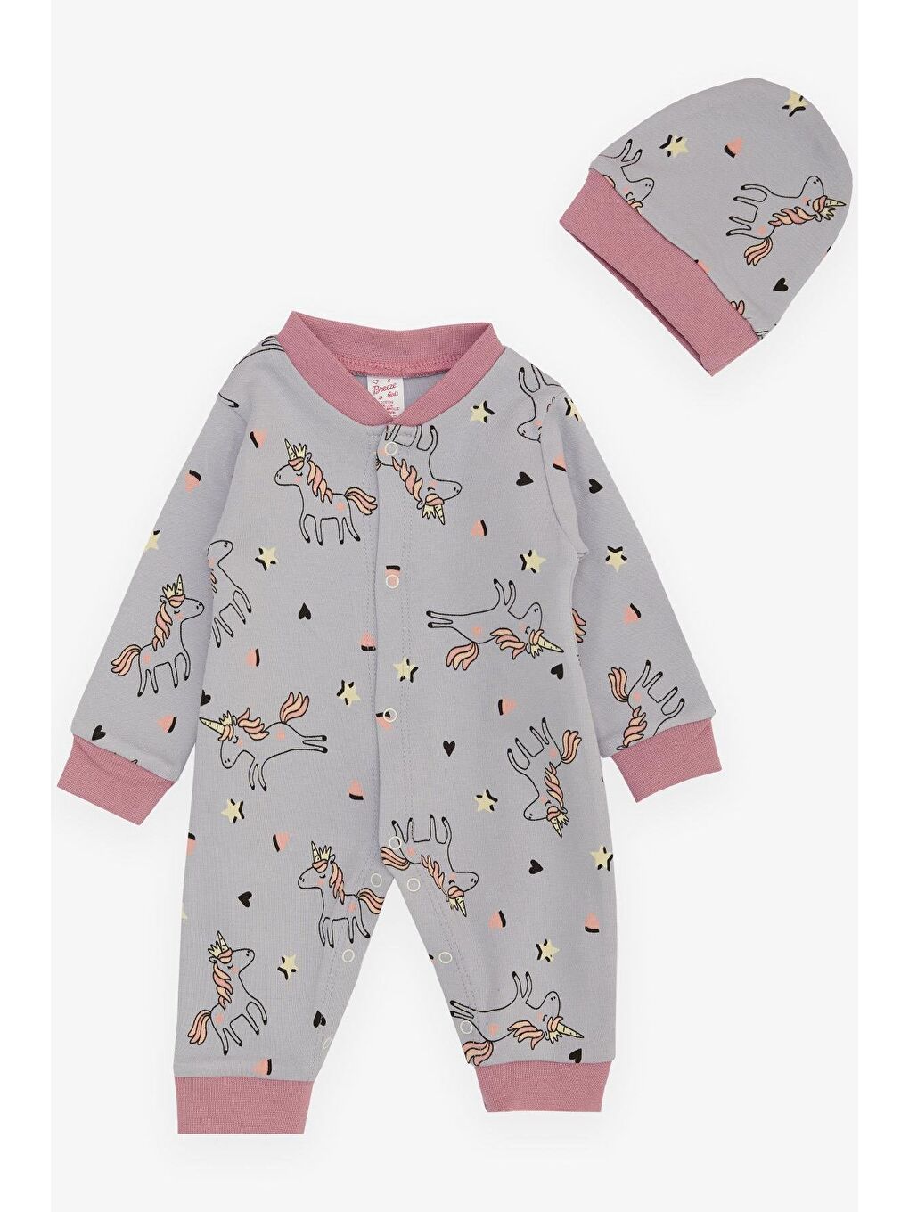 Kız Bebek Tulum  Desenli Lila (0-6 Ay)