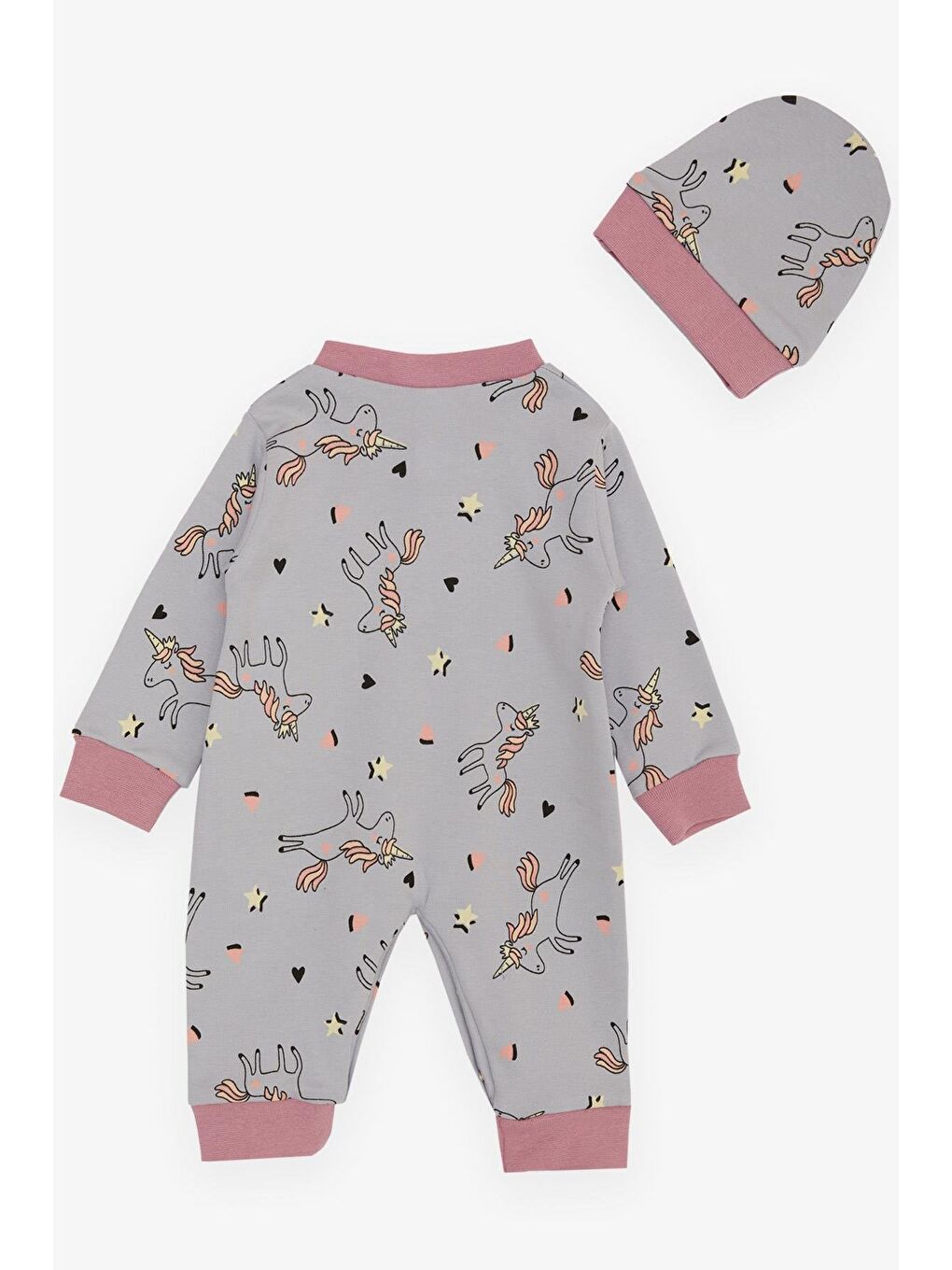 Kız Bebek Tulum  Desenli Lila (0-6 Ay)-1