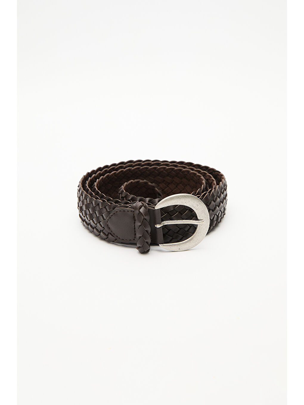 Örgü Deri Tokalı Kemer Kahverengi-4