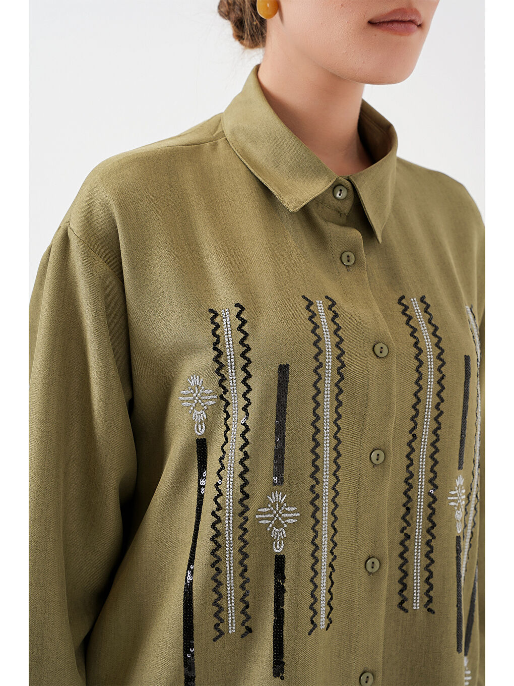 Yeşil Desenli Tunik Pantolon İkili Takım 6720 - Çağla-4