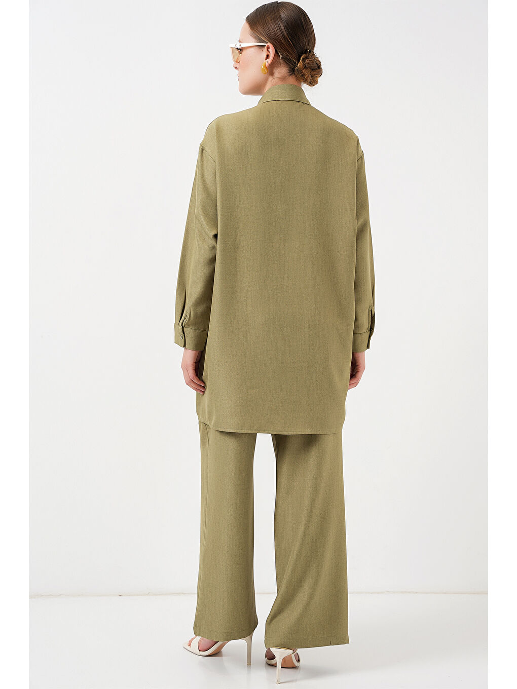 Yeşil Desenli Tunik Pantolon İkili Takım 6720 - Çağla-5