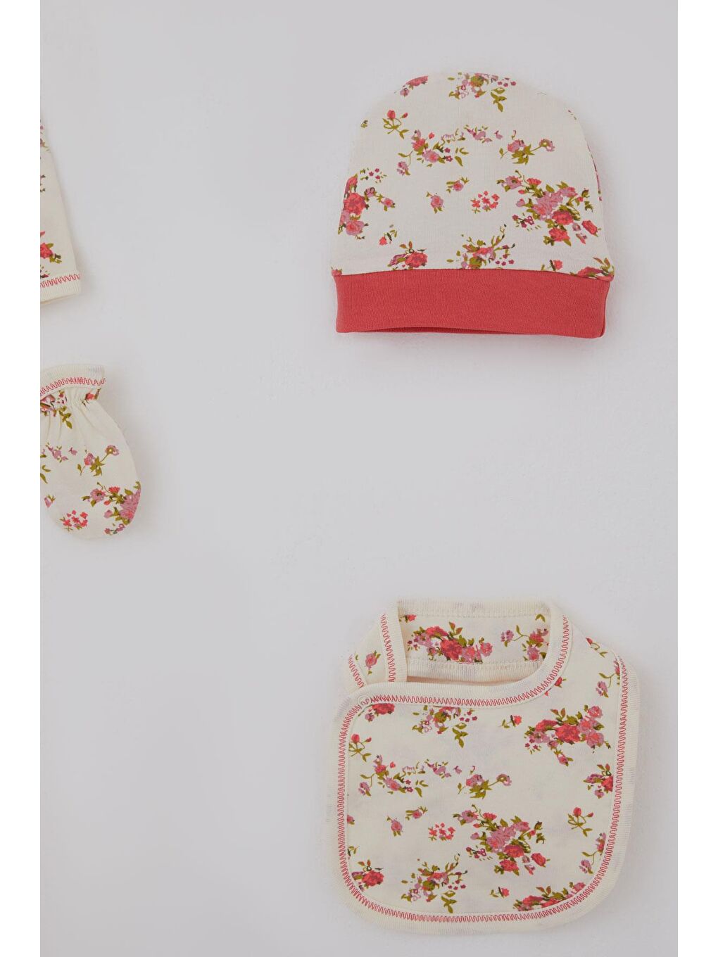 Ekru Kız Bebek Hastane Çıkışı 5 Li Bahar Esintisi Gül Desenli Krem (0-3 Ay)-4