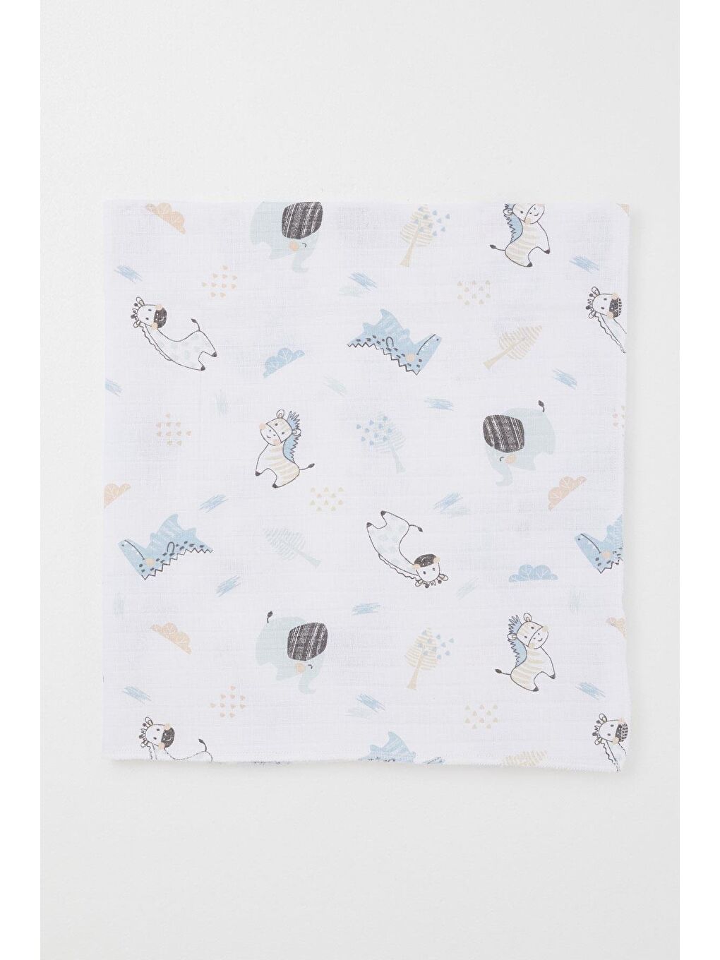 Yenidoğan Bebek Müslin Battaniye Sevimli Hayvancıklar Desenli Beyaz (77 X 93 Cm)-1