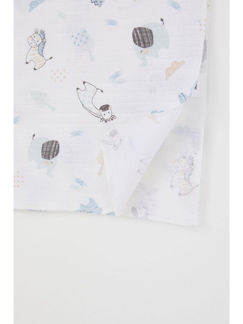 Yenidoğan Bebek Müslin Battaniye Sevimli Hayvancıklar Desenli Beyaz (77 X 93 Cm)-2