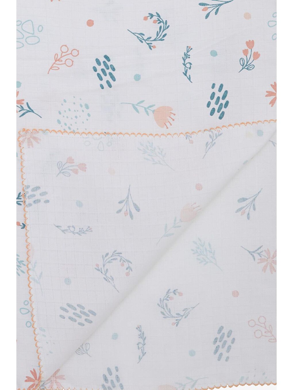 Yenidoğan Bebek Müslin Battaniye Bahar Temalı Çiçek Desenli Ekru (77 X 89 Cm)-1