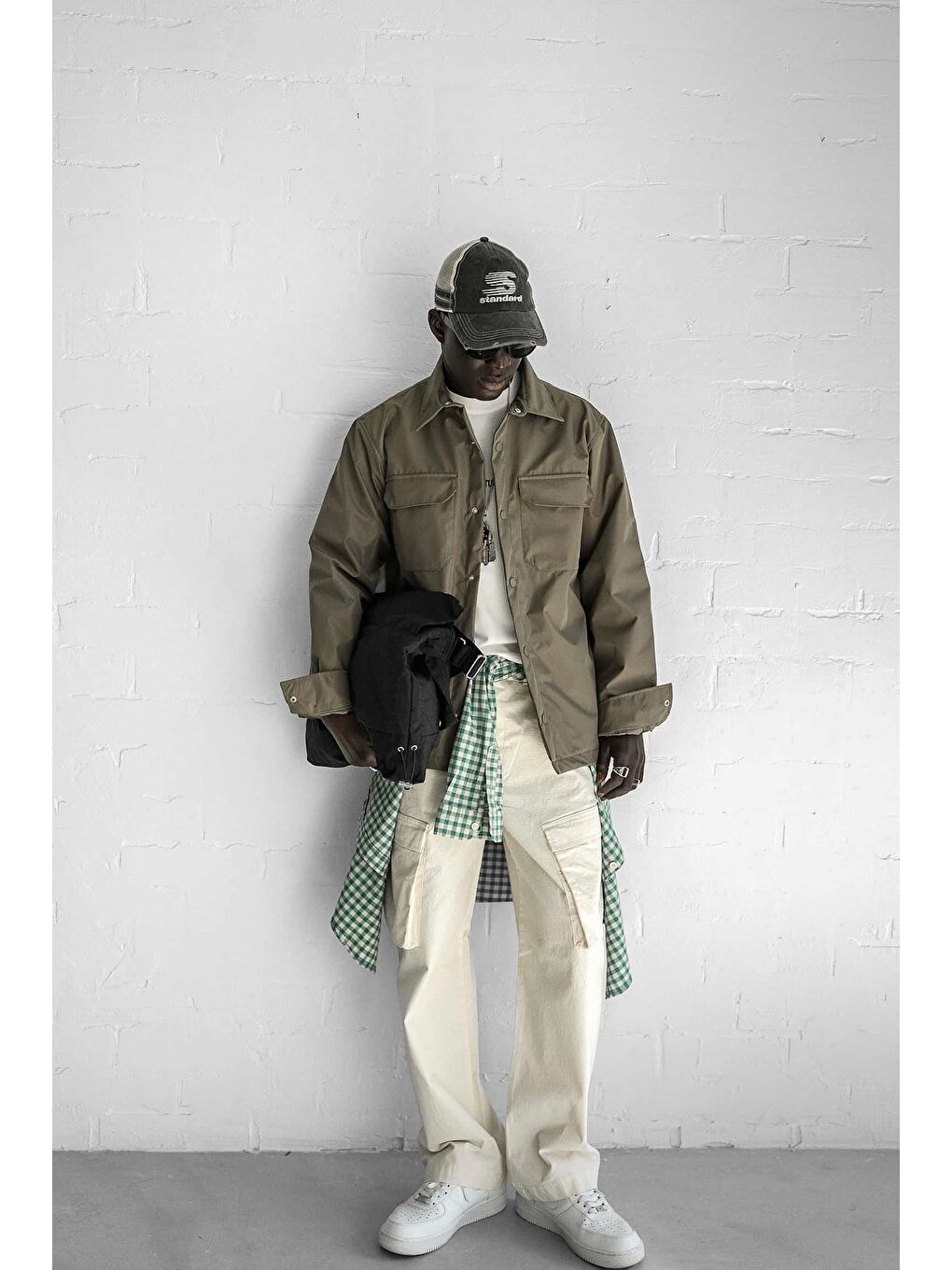 Erkek Önü Cepli Yakalı Slim Fit Ceket Haki-4