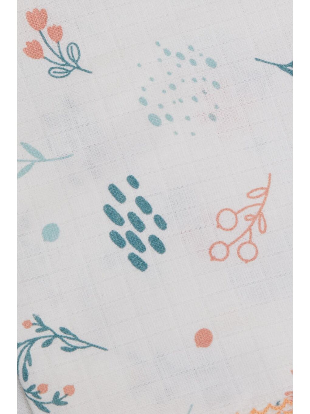 Yenidoğan Bebek Müslin Battaniye Bahar Temalı Çiçek Desenli Ekru (77 X 89 Cm)-2