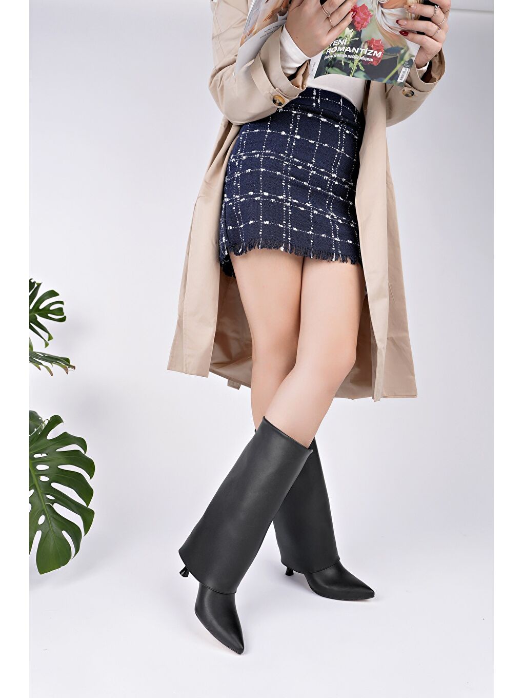 Siyah MİLENA Sivri Burun İnce Topuklu Kadın Çizme-5