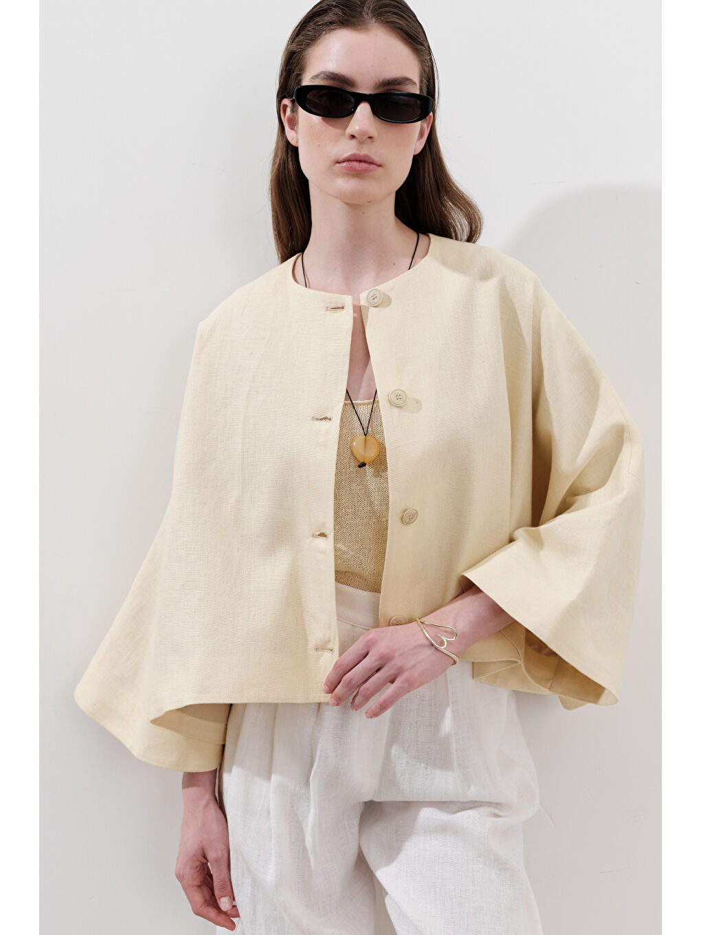 Sarı Kalp Detaylı Ayarlanabilir Bileklik Gold-1