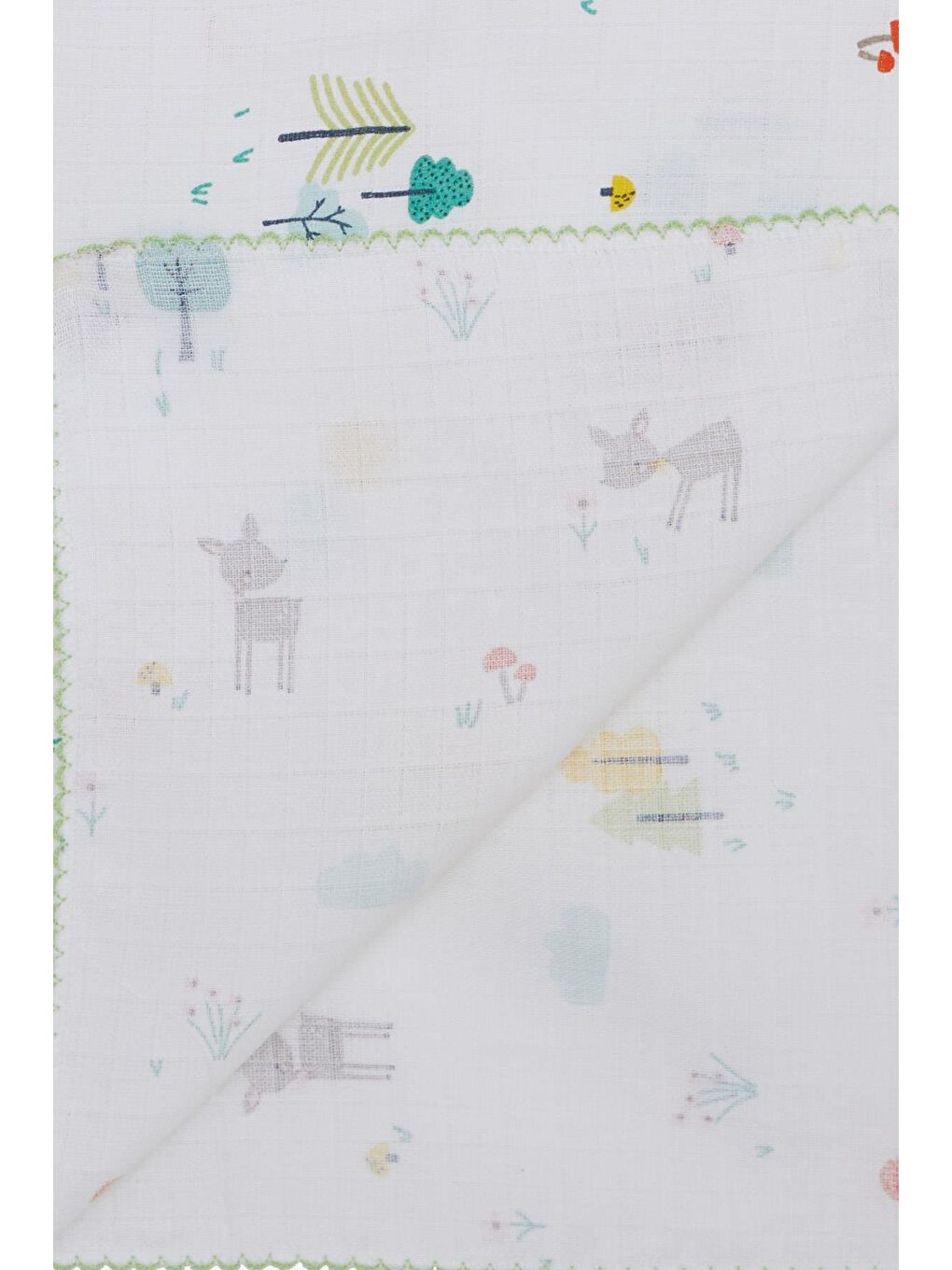 Yenidoğan Bebek Müslin Battaniye Bahar Temalı Ceylancık Desenli Ekru (77 X 89 Cm)-1