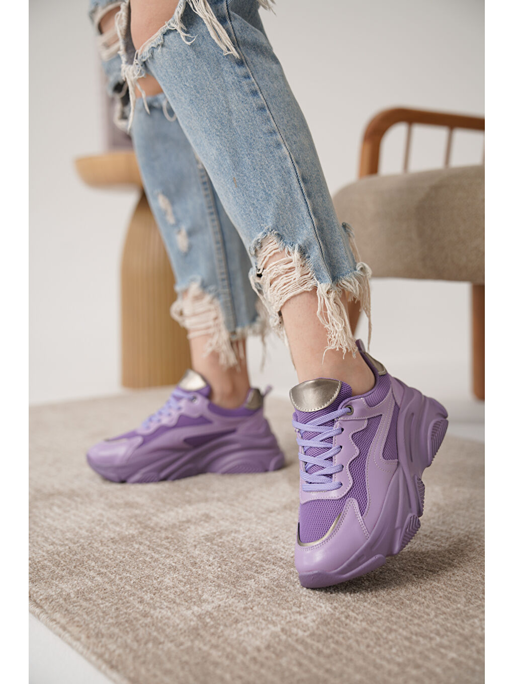 Lila D383 Günlük Ortopedik Kadın Sneaker Spor Ayakkabı-1