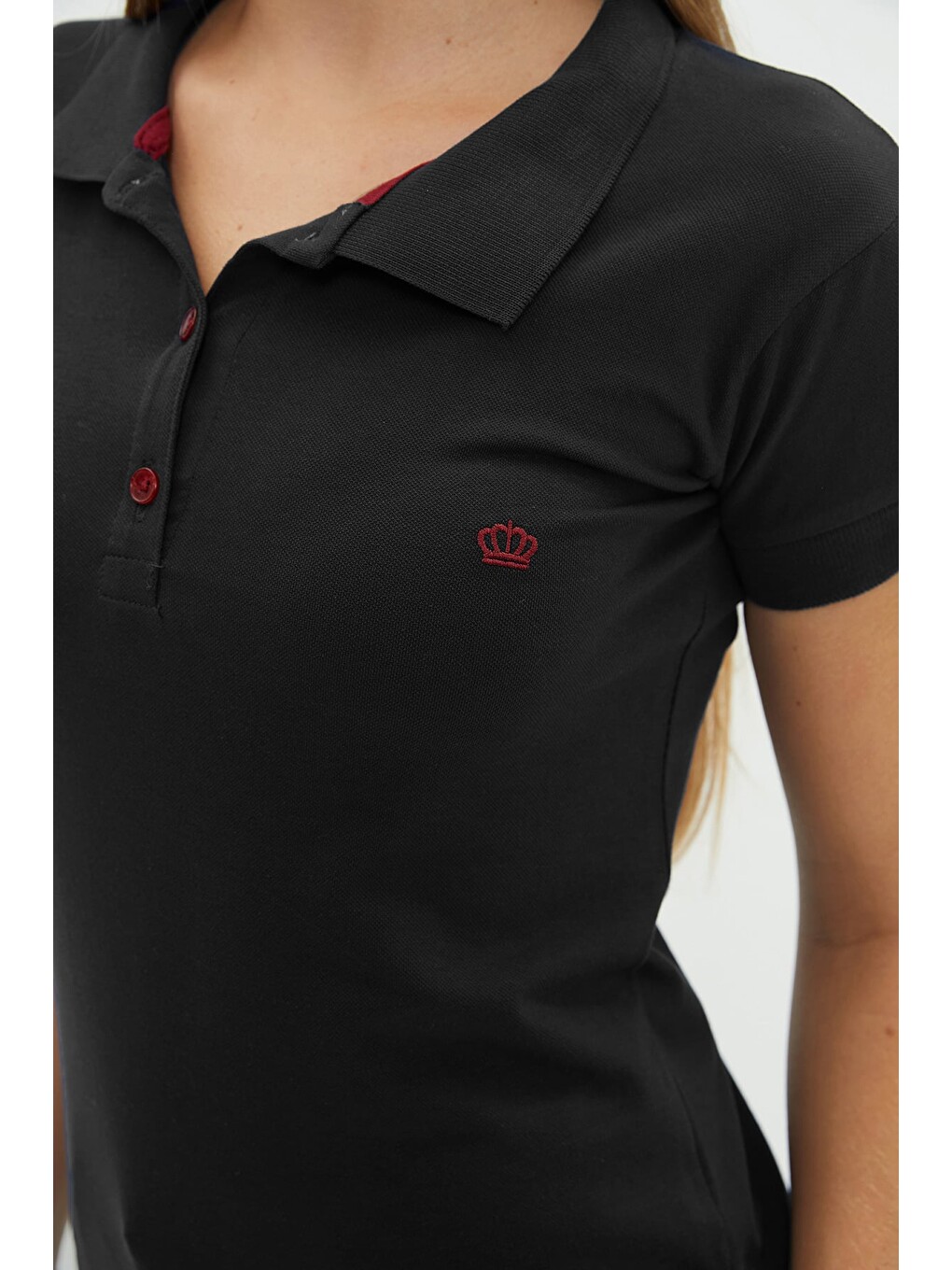 Siyah Nakışlı Polo Yaka Slim Fit Tişört-2