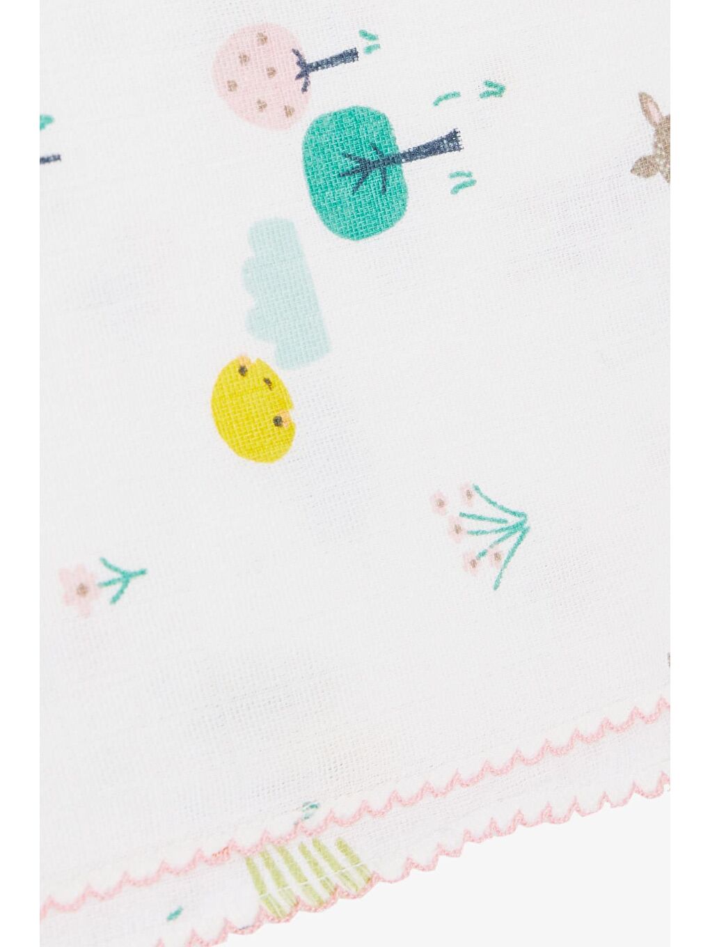 Yenidoğan Bebek Müslin Battaniye Bahar Temalı Ceylancık Desenli Beyaz (77 X 89 Cm)-2