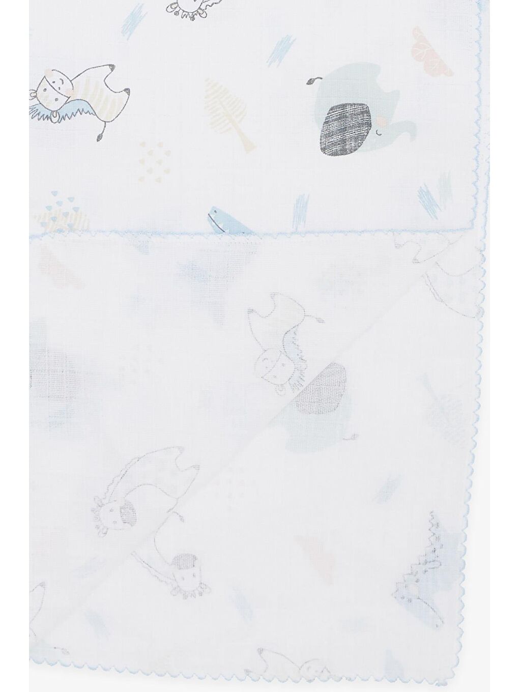 Yenidoğan Bebek Müslin Battaniye Sevimli Hayvanlar Desenli Beyaz (77 X 89 Cm)-1