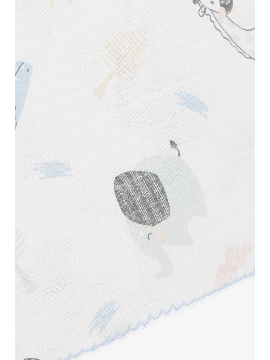 Yenidoğan Bebek Müslin Battaniye Sevimli Hayvanlar Desenli Beyaz (77 X 89 Cm)-2