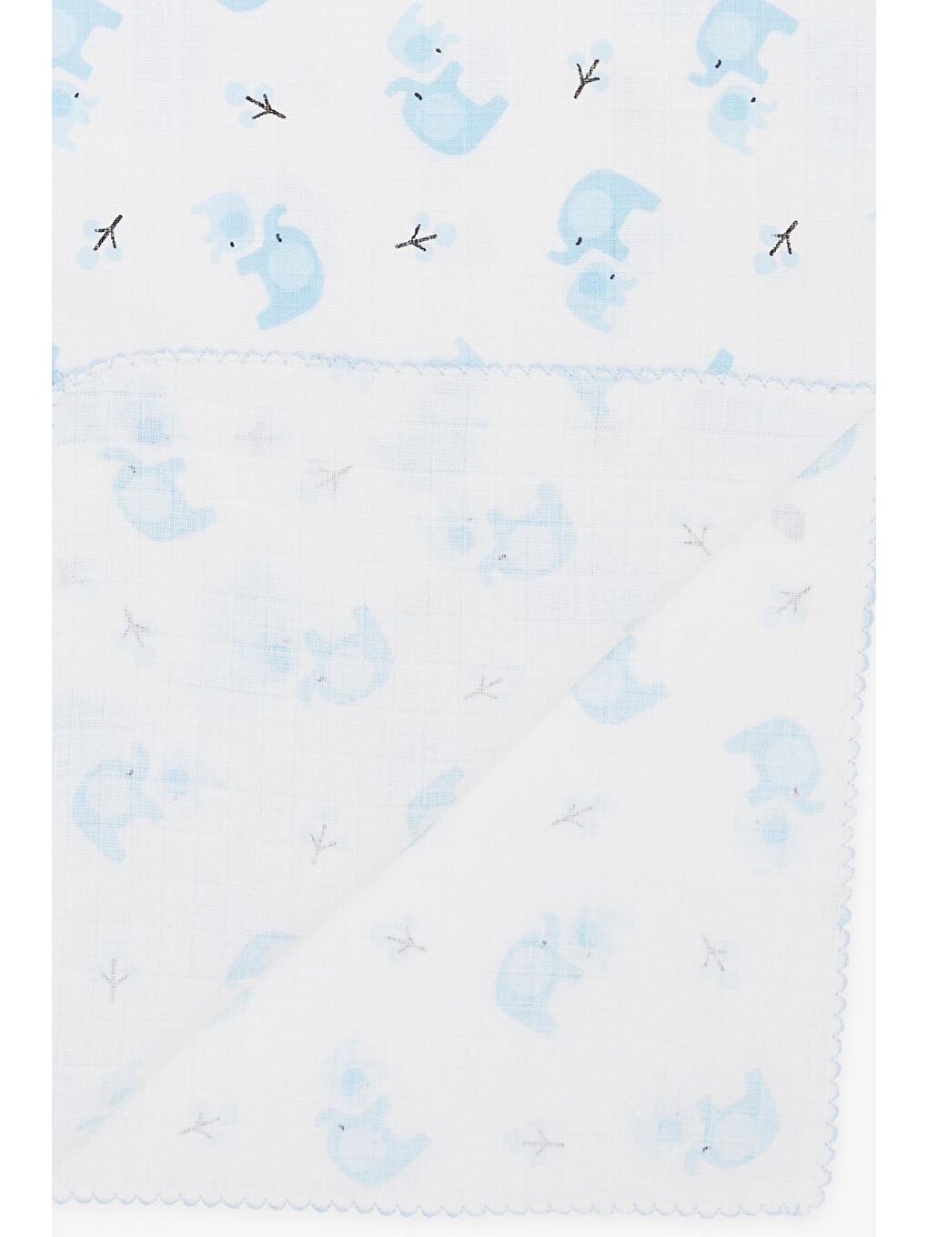 Yenidoğan Bebek Müslin Batttaniye Sevimli Anne Bebek Fil Desenli Beyaz (77 X 89 Cm)-1