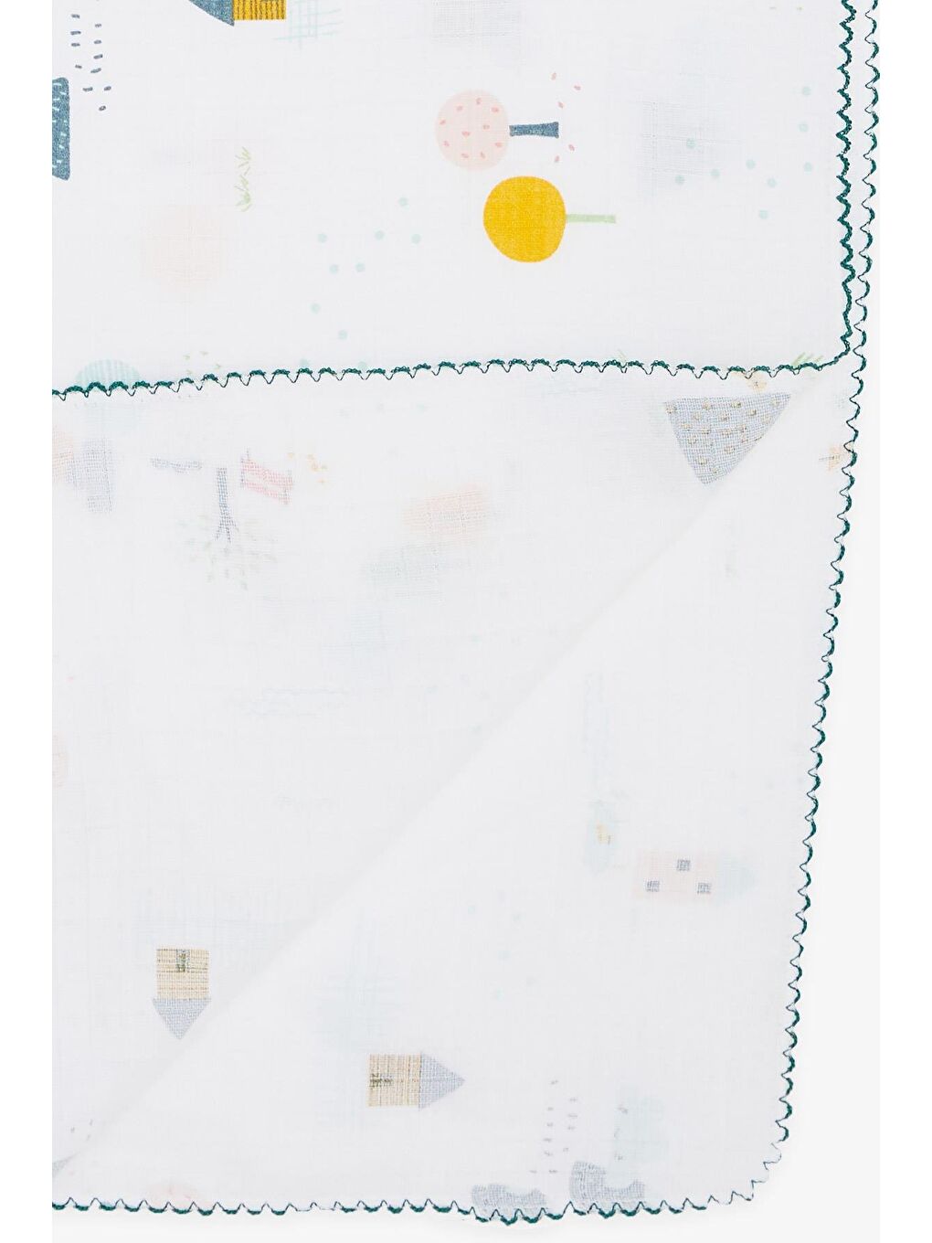 Yenidoğan Bebek Müslin Batttaniye Bahar Temalı Bulut Desenli Beyaz (77 X 89 Cm)-1