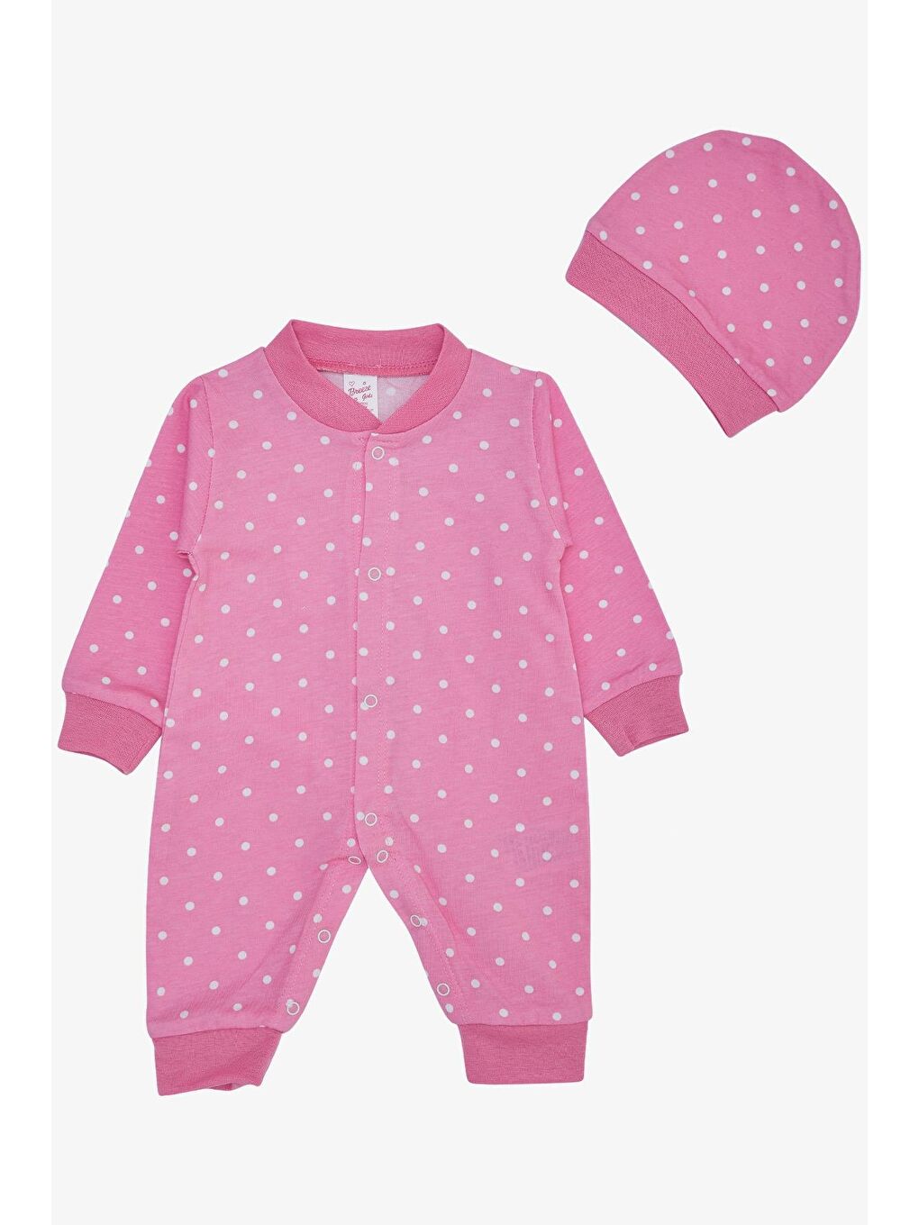 Breeze Kız Bebek Tulum Puantiye Desenli Pembe (0-6 Ay)