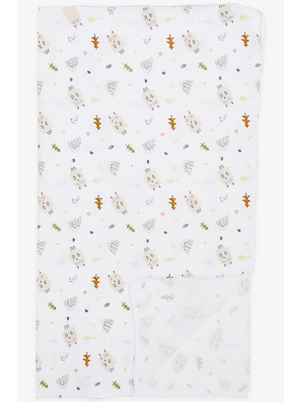 Yenidoğan Bebek Müslin Batttaniye Sevimli Kirpicik Desenli Beyaz (77 X 89 Cm)