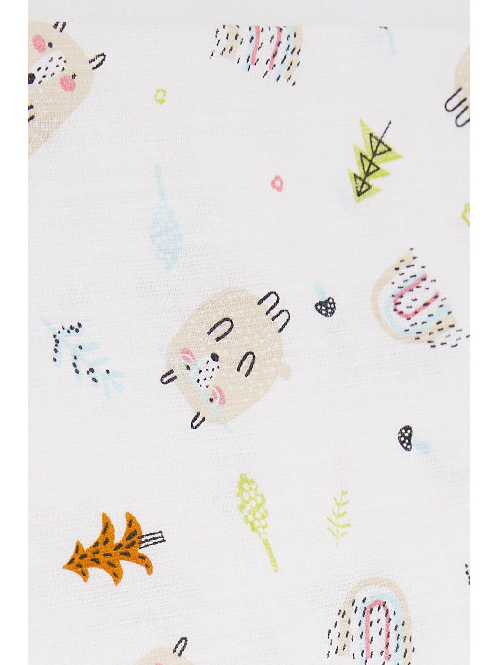 Yenidoğan Bebek Müslin Batttaniye Sevimli Kirpicik Desenli Beyaz (77 X 89 Cm)-2