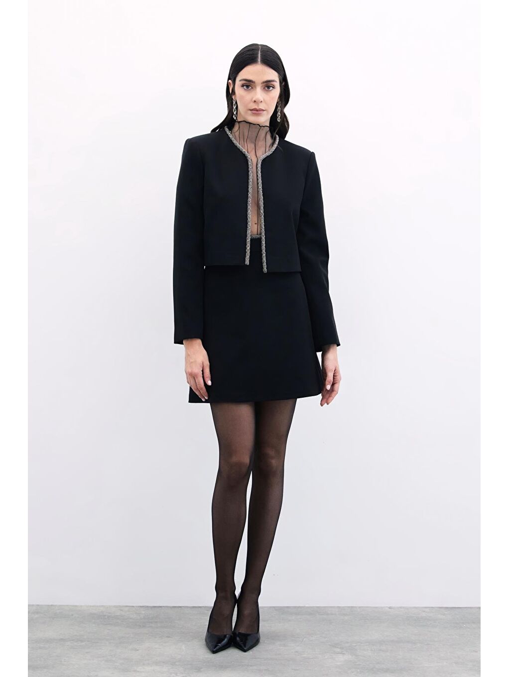 Bel Boncuklu Etek - Siyah