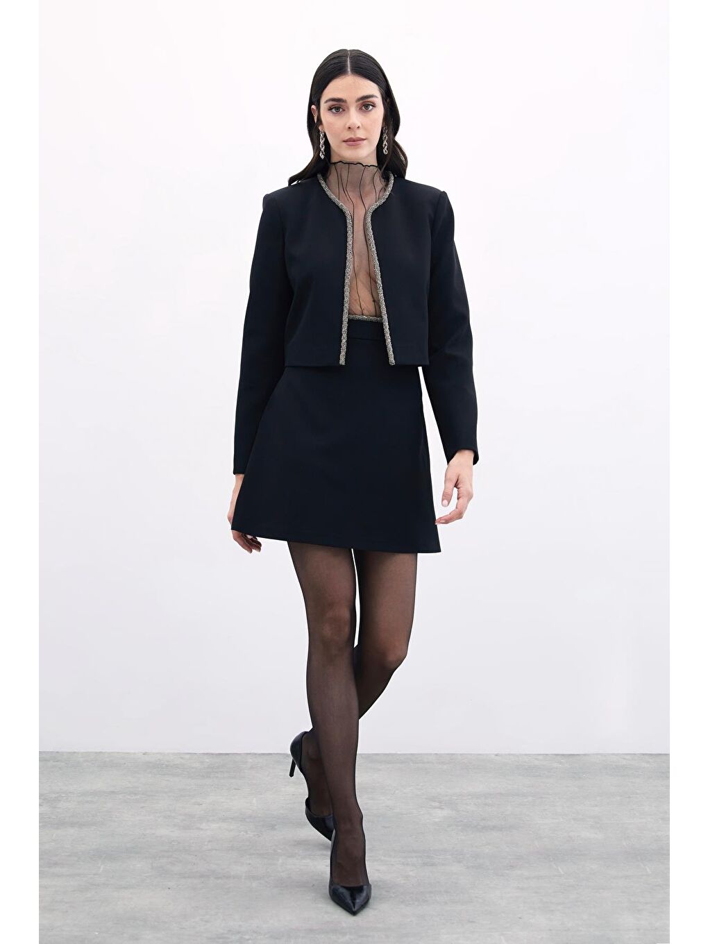 Bel Boncuklu Etek - Siyah-1