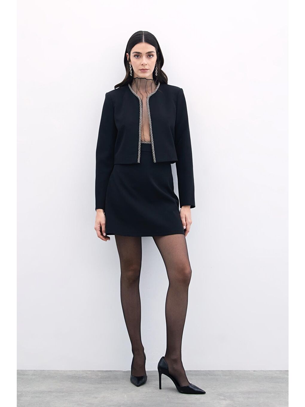 Bel Boncuklu Etek - Siyah-2