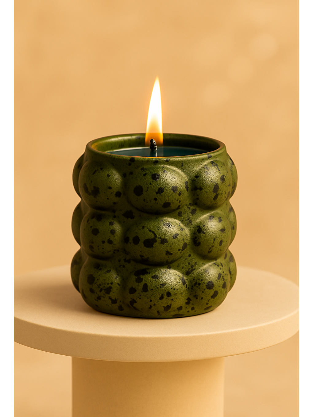 Yeşil El Yapımı Dekoratif Beton Mum