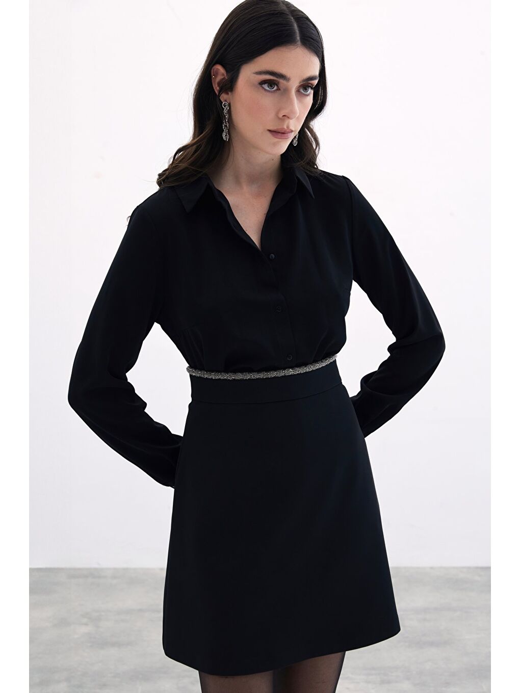 Bel Boncuklu Etek - Siyah-4