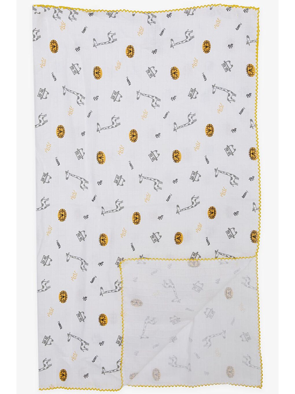 Yenidoğan Bebek Müslin Battaniye Sevimli Hayvancıklar Desenli Ekru (77 X 89 Cm)