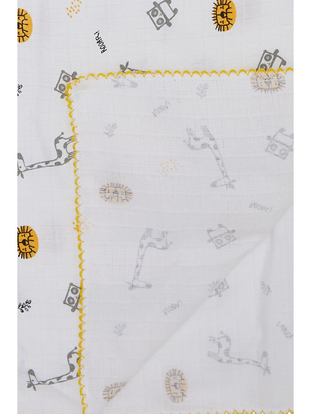 Yenidoğan Bebek Müslin Battaniye Sevimli Hayvancıklar Desenli Ekru (77 X 89 Cm)-1