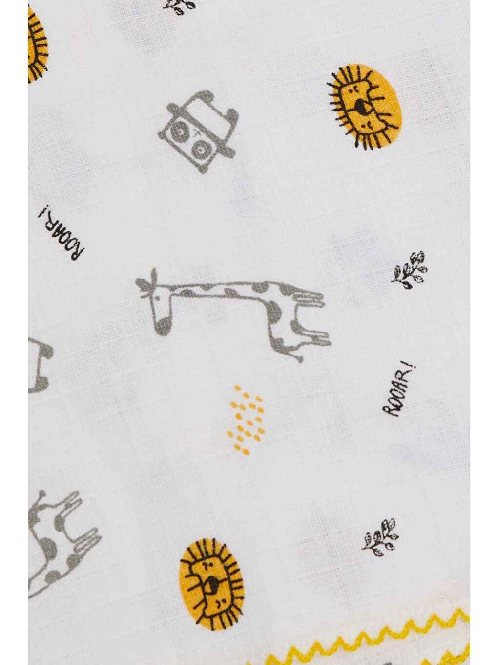 Yenidoğan Bebek Müslin Battaniye Sevimli Hayvancıklar Desenli Ekru (77 X 89 Cm)-2