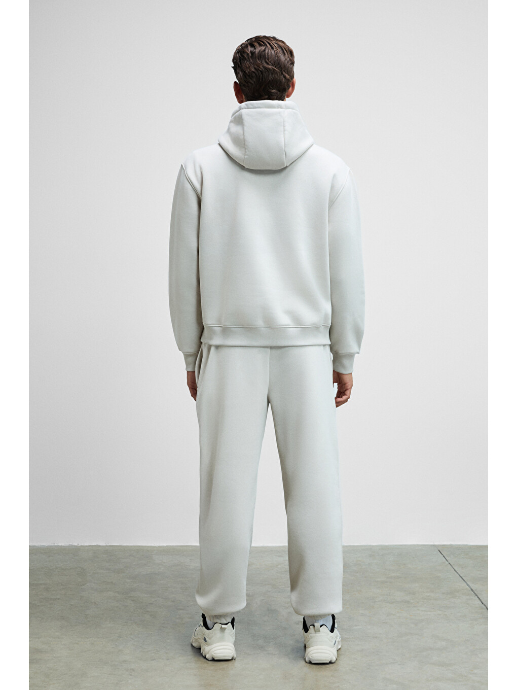 Scarn Erkek Pamuklu İçi Polarlı Nakışlı Kapüşonlu Relaxed Gri Sweatshirt-4