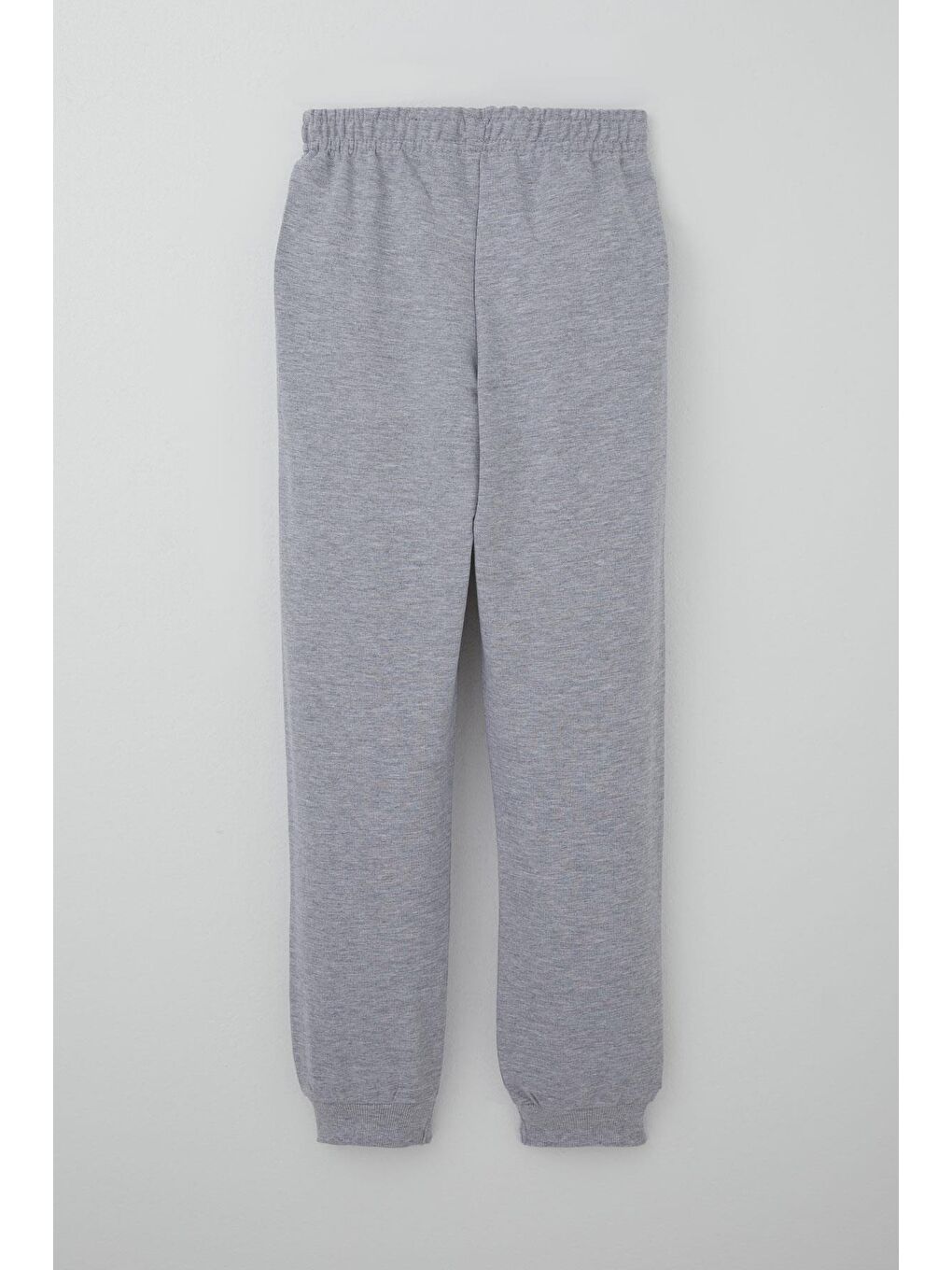 Erkek Çocuk Eşofman Altı Arma Detaylı Bağcık Aksesuarlı Beli Lastikli Açık Gri Melanj (10-12 Yaş)-1