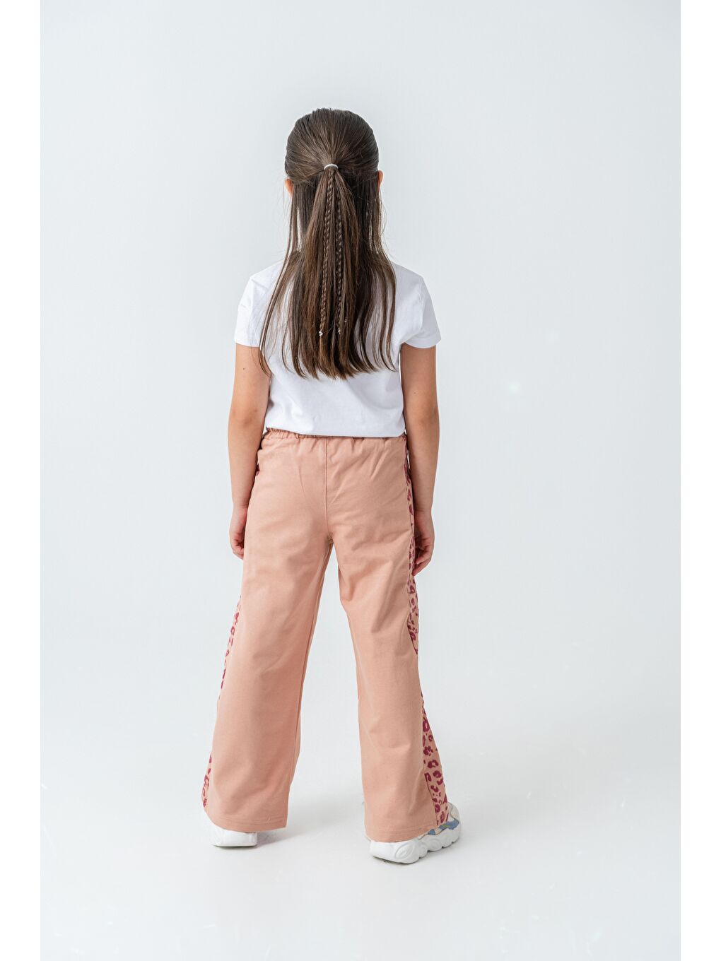 Pembe Yan İki Parça Boydan Baskılı Kız Çocuk Eşofman Altı-4